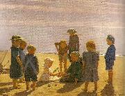 einar hein legende born pa skagens strand oil on canvas